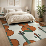 Orange Violin Pattern Area Rug