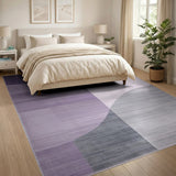 Purple Curved Abstract Geometric Area Rug