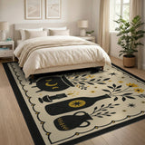 Black White Celestial Bird Area Rug