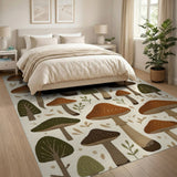 Boho Chic Whimsical Mushroom Forest Area Rug