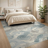 Blue Teal Cloud Swirl Area Rug