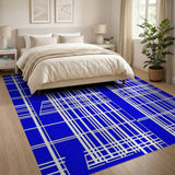 Blue and Teal Modern Blue Geometric Line Area Rug