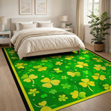 Vibrant Yellow Shamrock Green Area Rug