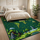 Pixel Forest World Map Area Rug