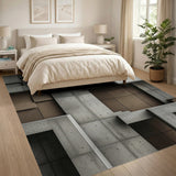 Modern Grey Concrete Geometric Area Rug