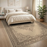 Ornate Beige Floral Mandala Area Rug