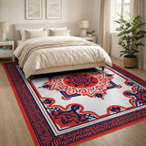 Red Red Navy Mandala Persian Area Rug