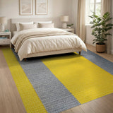 Yellow Grey Vertical Striped Area Rug