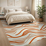 Vibrant Orange Wavy Stripe Area Rug