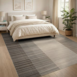 Brown and Tan Geometric Striped Brown Tan Area Rug