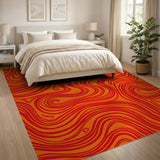 Vibrant Orange Swirl Abstract Area Rug