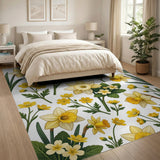 Vibrant Yellow Daffodil Floral Area Rug
