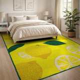 Zesty Lemon Yellow Fruit Area Rug