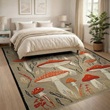 Whimsical Red Mushroom Meadow Rug
