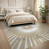 Beige Sunburst Radial Area Rug
