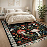 Multi-color and Patterns Whimsical Red Mushroom Floral Area Rug