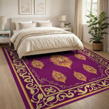 Royal Purple Persian Rug with Golden Flame Motifs