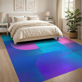 Blue and Teal Blue Teal Abstract Geometric Area Rug