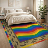Rainbow Wavy Footprint Area Rug