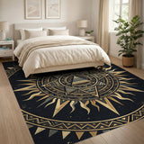 Golden Sun Mandala Heritage Tribal Rug