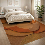 Orange Overlapping Circles Geometric Area Rug