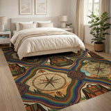 Rainbow Compass Boho Adventure Area Rug
