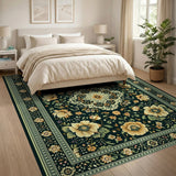 Green Persian Floral Medallion Area Rug