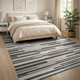 Geometric Modern Modern Black White Striped Geometric Area Rug