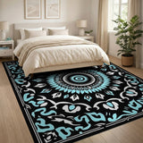 Blue and Teal Traditional Persian Teal Mandala Persian Area Rug