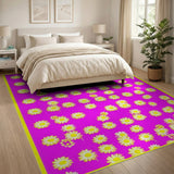 Vibrant Pink Daisy Scatter Area Rug