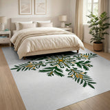Vibrant Green Feather Tribal Area Rug