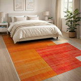 Bold Orange Block Geometric Area Rug