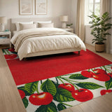 Fruit Pattern Red Cherry Fruit Pattern Area Rug
