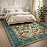Southwestern Teal Geometric Area Rug