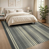 Geometric Modern Black White Striped Geometric Area Rug