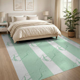 Mint Green Striped Abstract Organic Area Rug
