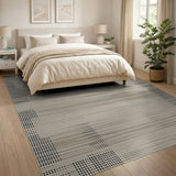 Modern Geometric Beige Grid Area Rug