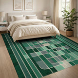 Green Geometric Abstract Green Area Rug