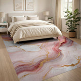 Pink Gold Marble Abstract Area Rug