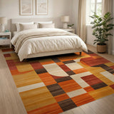ODIKA Washable Mid-Century Modern Geometric Area Rug - Non-Slip Low Pile