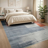 Grey Orange Geometric Abstract Area Rug