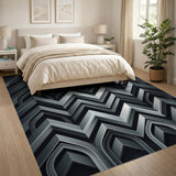 Modern Geometric Chevron Grey Area Rug