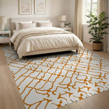 Orange Burnt Orange Geometric Trellis Area Rug