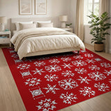 Red Geometric Modern Red Snowflake Geometric Area Rug