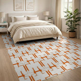 Geometric Modern Burnt Orange Geometric Trellis Area Rug