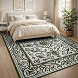 Ornate Traditional Persian Area Rug Black White