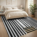 Black and White Striped Bold Black White Striped Geometric Area Rug