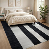 Black White Striped Geometric No. 5 Area Rug