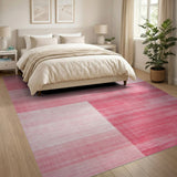 Modern Pink Geometric Block Stripe Rug