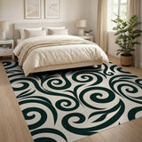 Elegant Black Swirl Vine Area Rug
